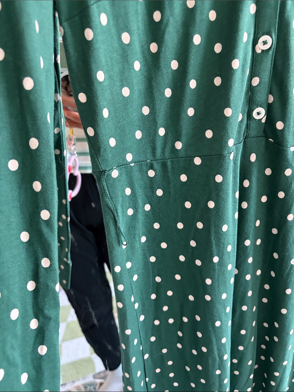 Boden Green Laura Polka Dot Long Sleeve Jersey Midi Dress - Picture 3 of 7